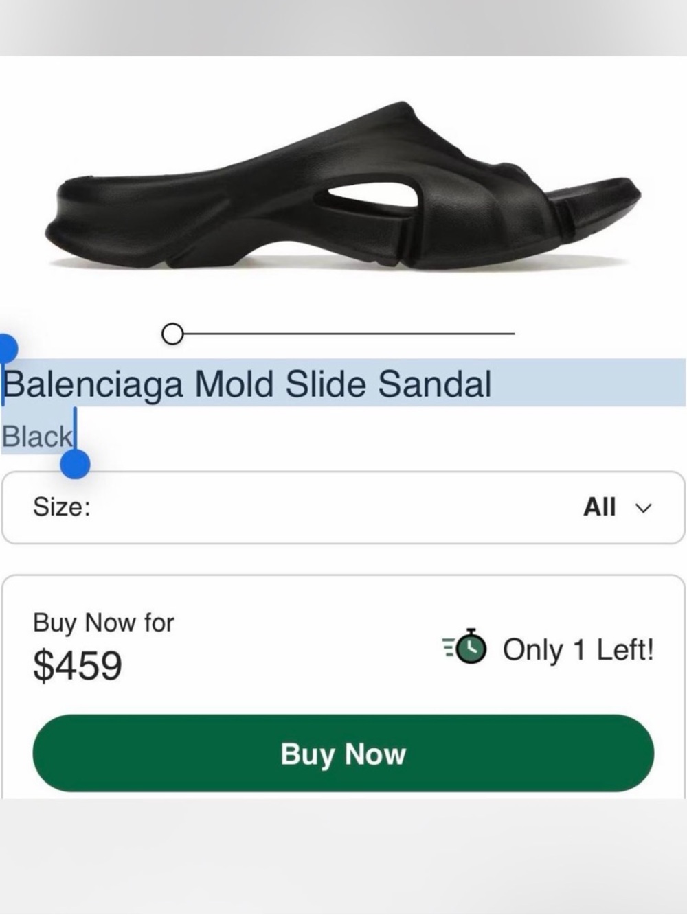 🔝 $525 Balenciaga Mold Foam Slide Sandals  Black US9/EUR39 - Picture 7 of 7
